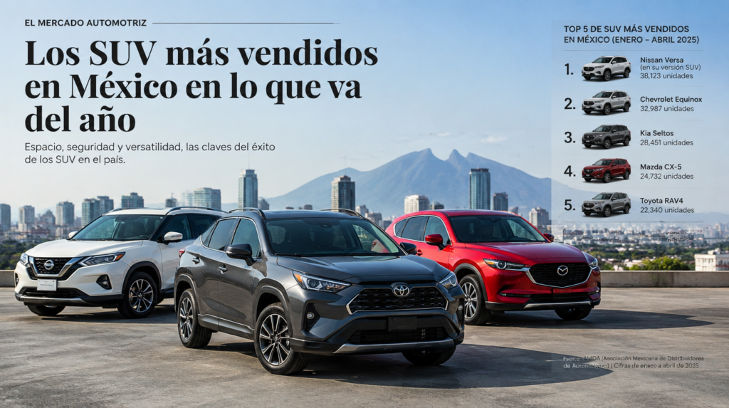 Ranking de los SUV más vendidos en México 2026 con Nissan Magnite, Mazda CX-30 y Nissan Kicks en el top 3